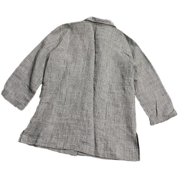 Connie Roberson Linen Plaid Button Up Shirt Womens Size XS USA Made White Brown - Picture 2 of 9